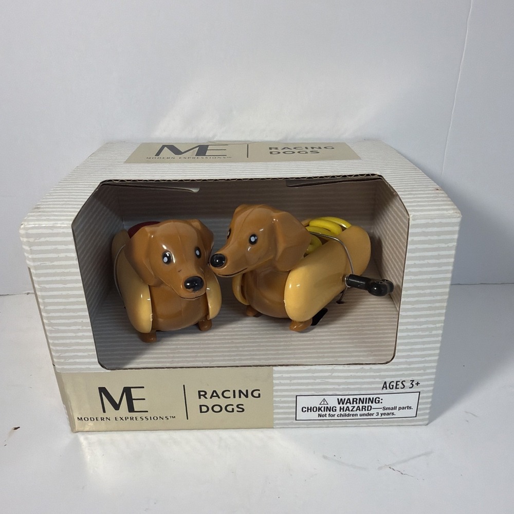 Sold Racing Weiner Dachshund Dogs Wind-Up Toy Set (2 Count) Hot Dog Dogs